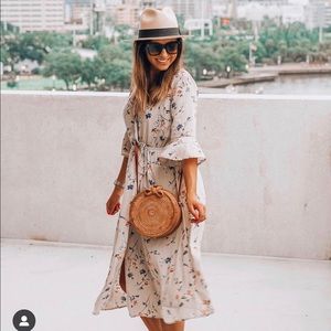 Beyond Boutique Floral Wrap Midi Dress Medium